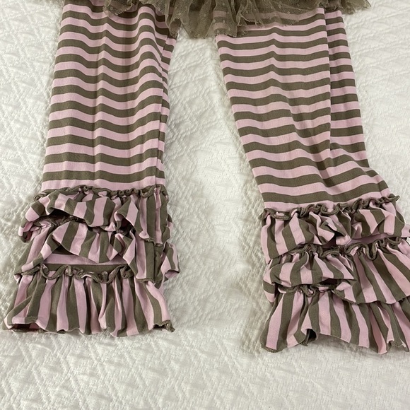 Mustard Pie pink taupe yellow 3 piece tutu ruffle pants top outfit sz 7 so cute - Picture 3 of 12